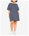 Trendy Plus Size Transcend Stripe Dress Navy Stripe $53.46 Dresses